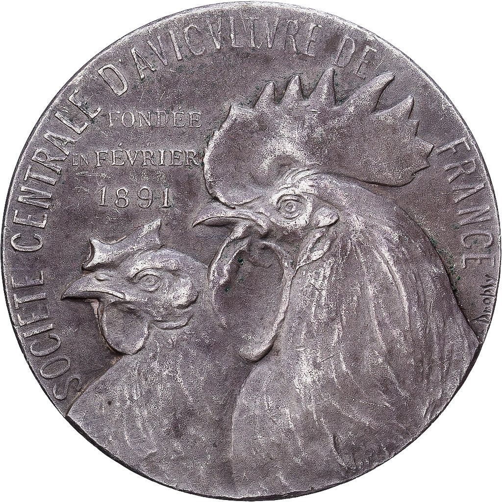 France, Medal, Société Centrale d'Aviculture de France, Silvered bronze