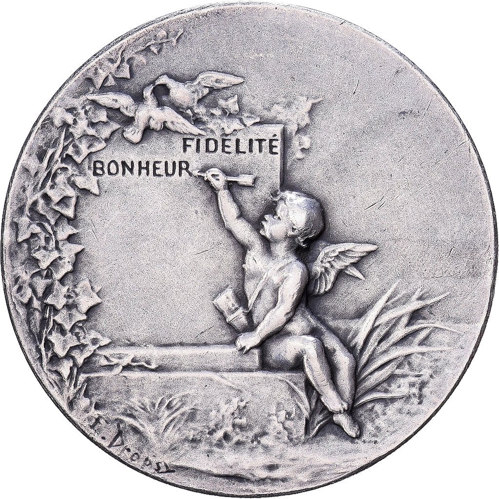 France, Médaille, Noces, Mariage, Religion, Argent, TTB, Dropsy
