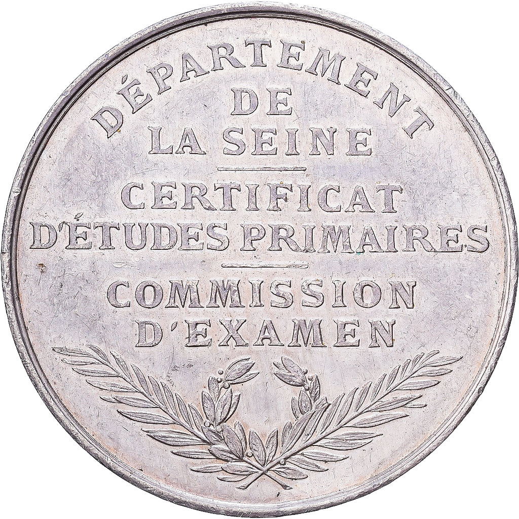 France, Medal, Certificat d'Etudes Primaires de la Seine, Silver, Oudiné