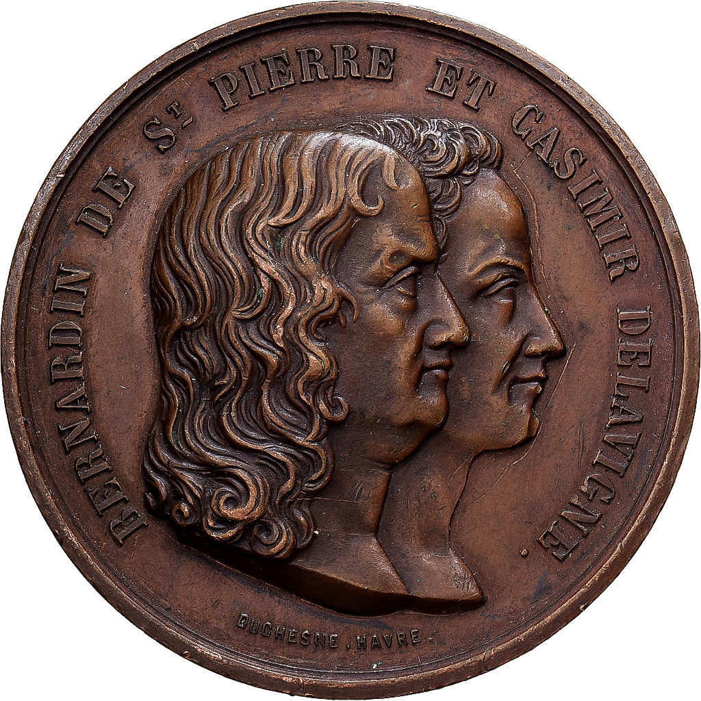 France, Medal, Bernardin de Saint-Pierre et Casimir Delavigne, Bronze, Duchesne