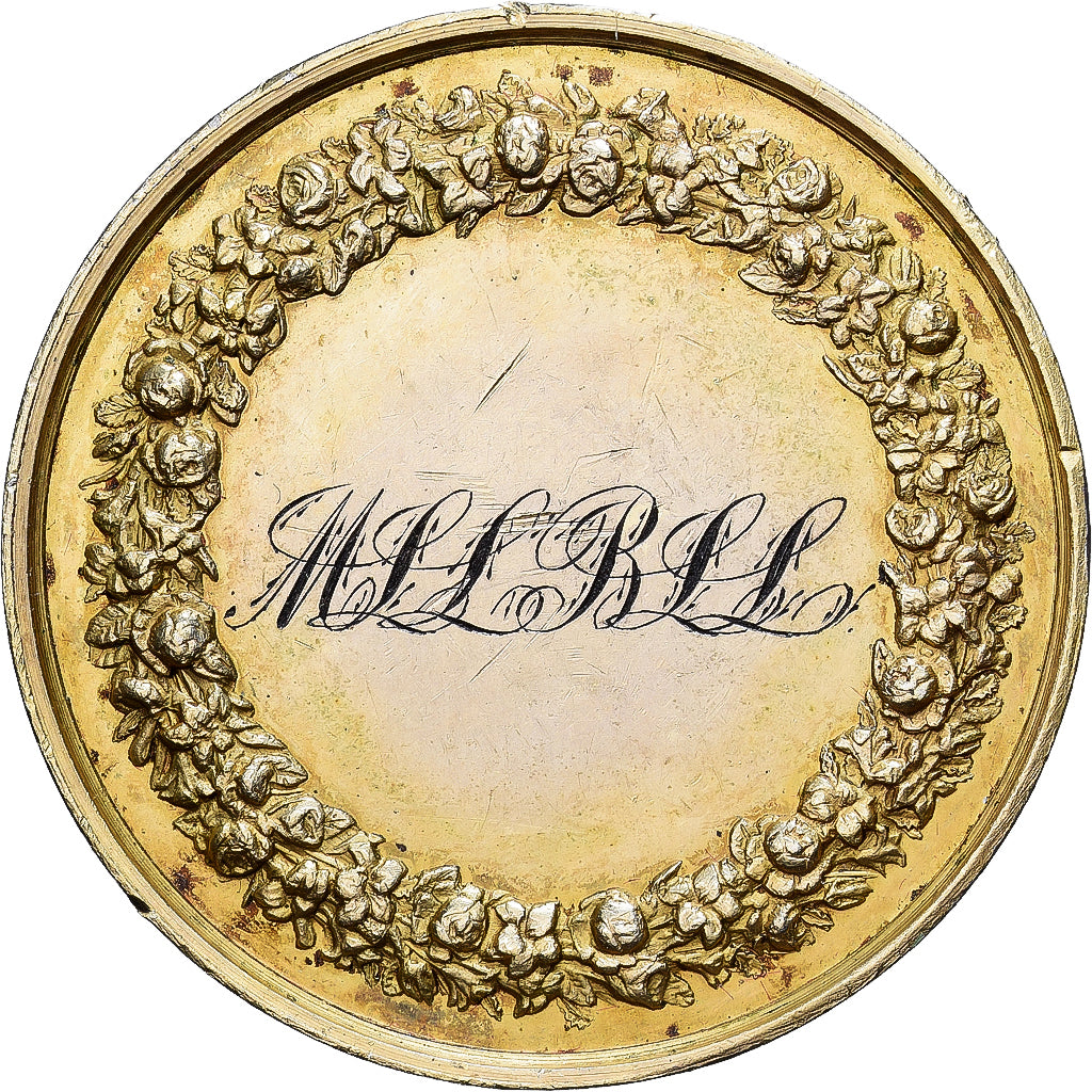 Frankreich, Medaille, Mariage, Fidélité Bonheur, 1845, Vermeil, VZ