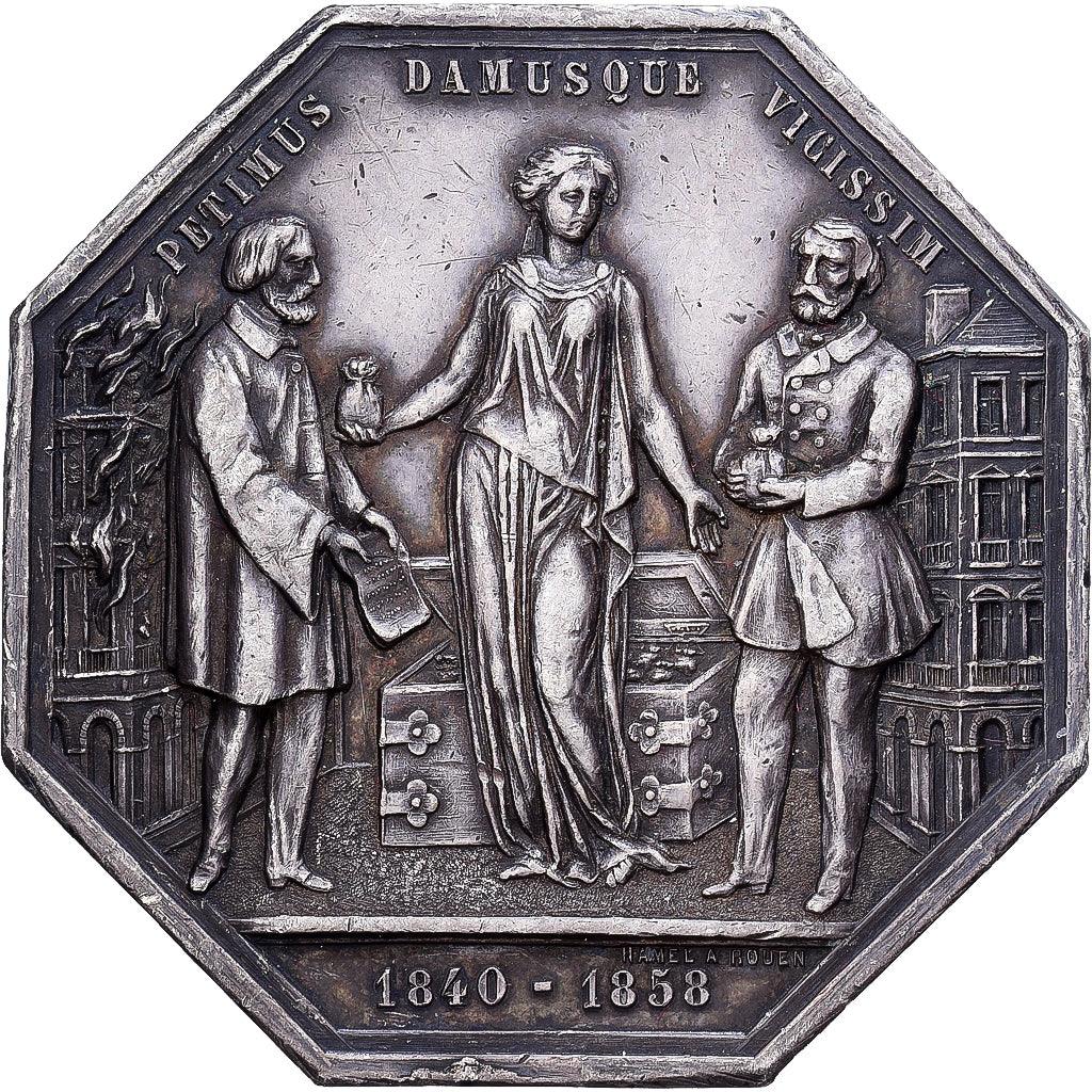 Francja, medal, Assurances contre l'Incendie, La Clémentine, 1858, Srebro