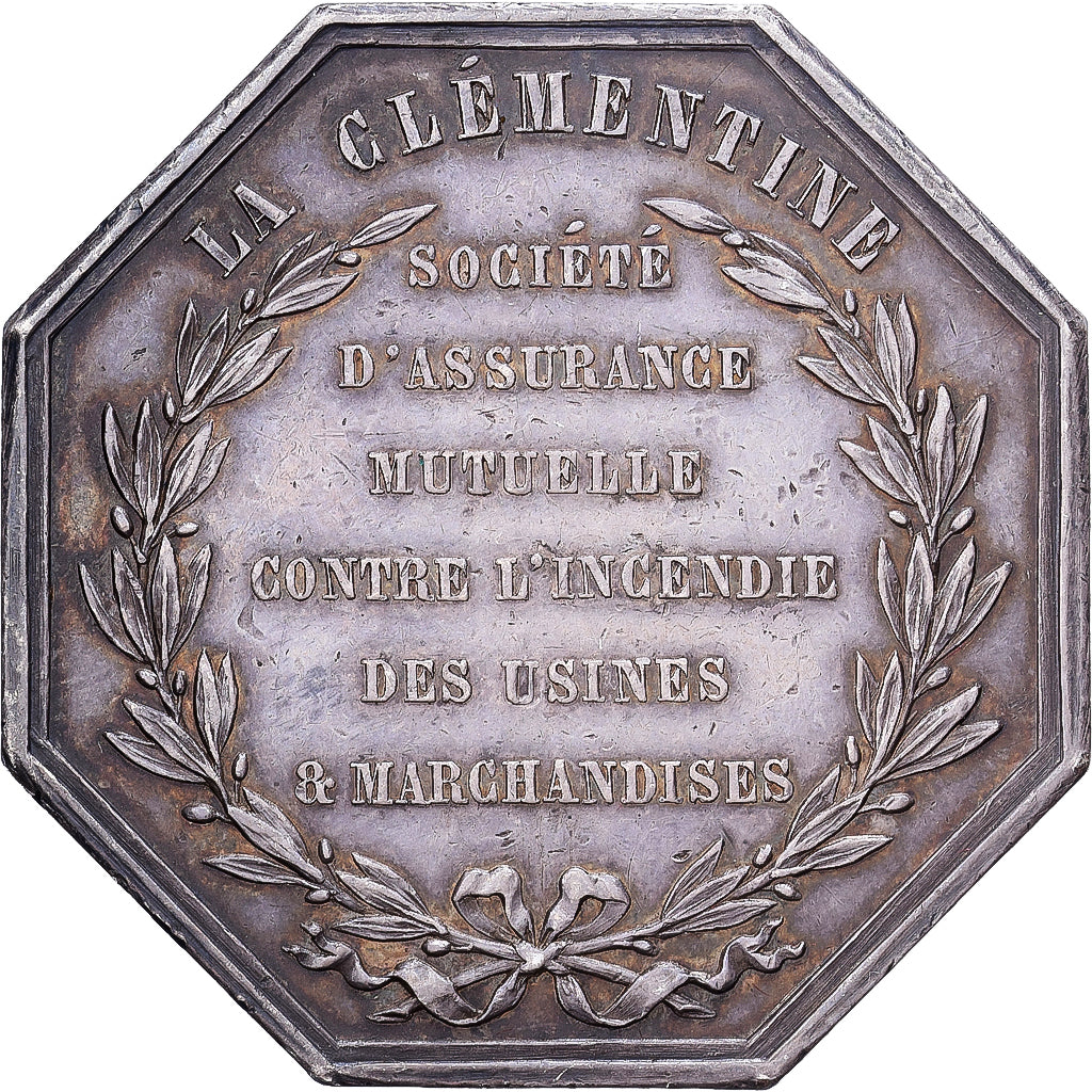 Francja, medal, Assurances contre l'Incendie, La Clémentine, 1858, Srebro