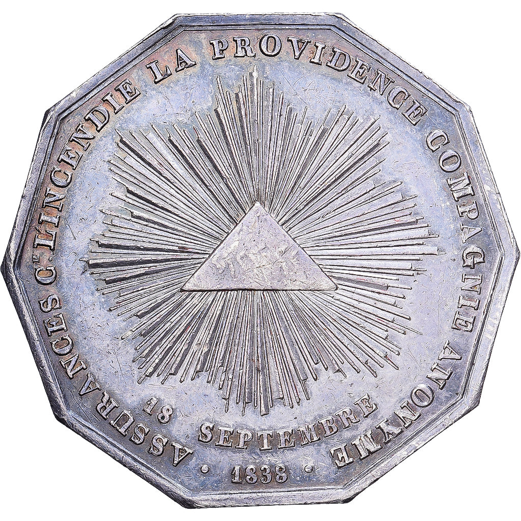 Francja, Token, Compagnie la Providence, Incendie, 1838, Srebro, AU(55-58)