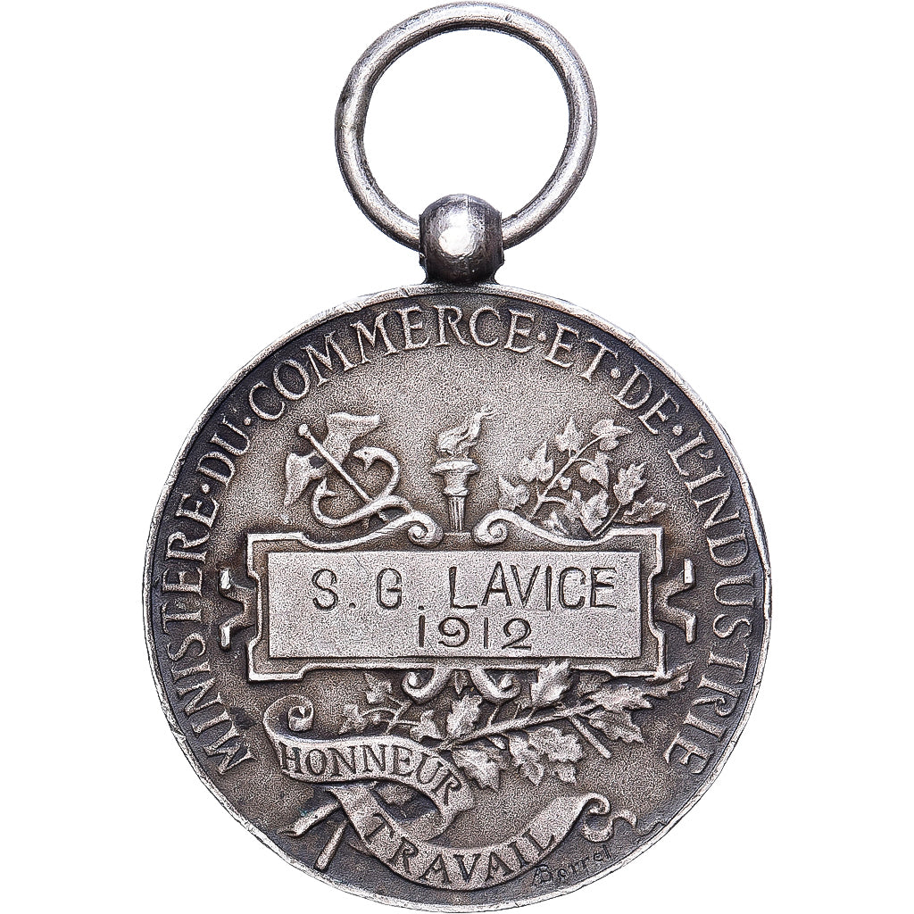 France, Honneur et Travail, Commerce et Industrie, Médaille, 1912, TTB+, Très
