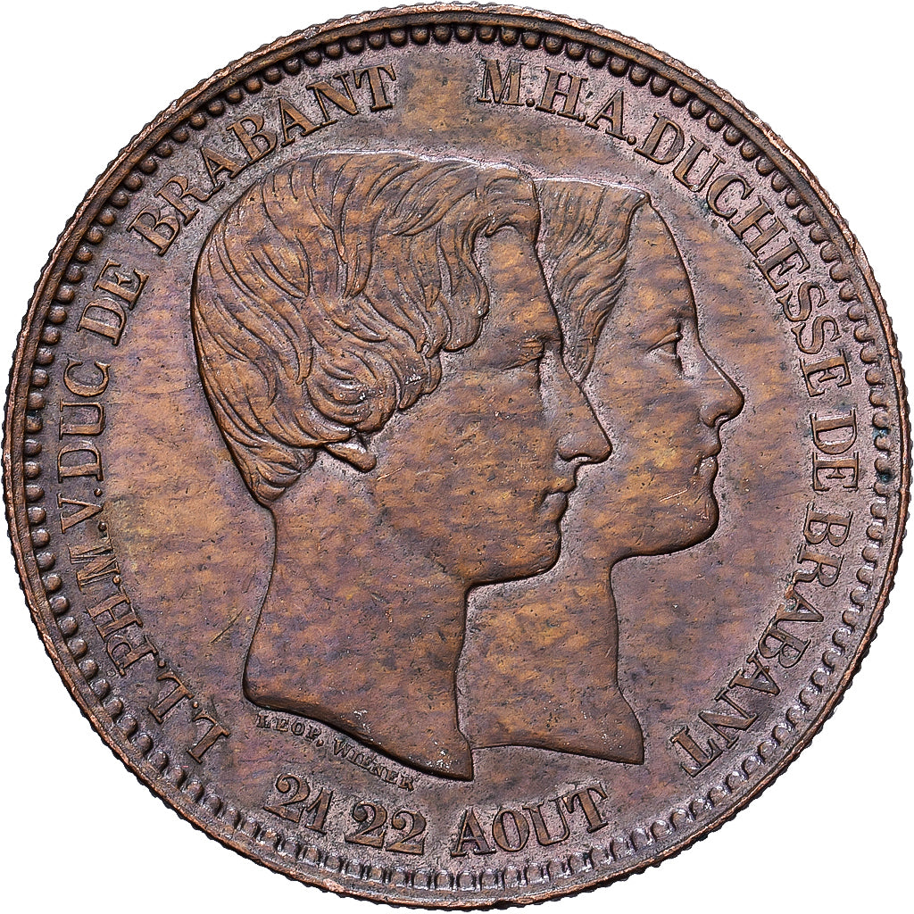 Belgien, Medaille, Léopold Ier, Mariage du Duc de Brabant, 1853, Bronze