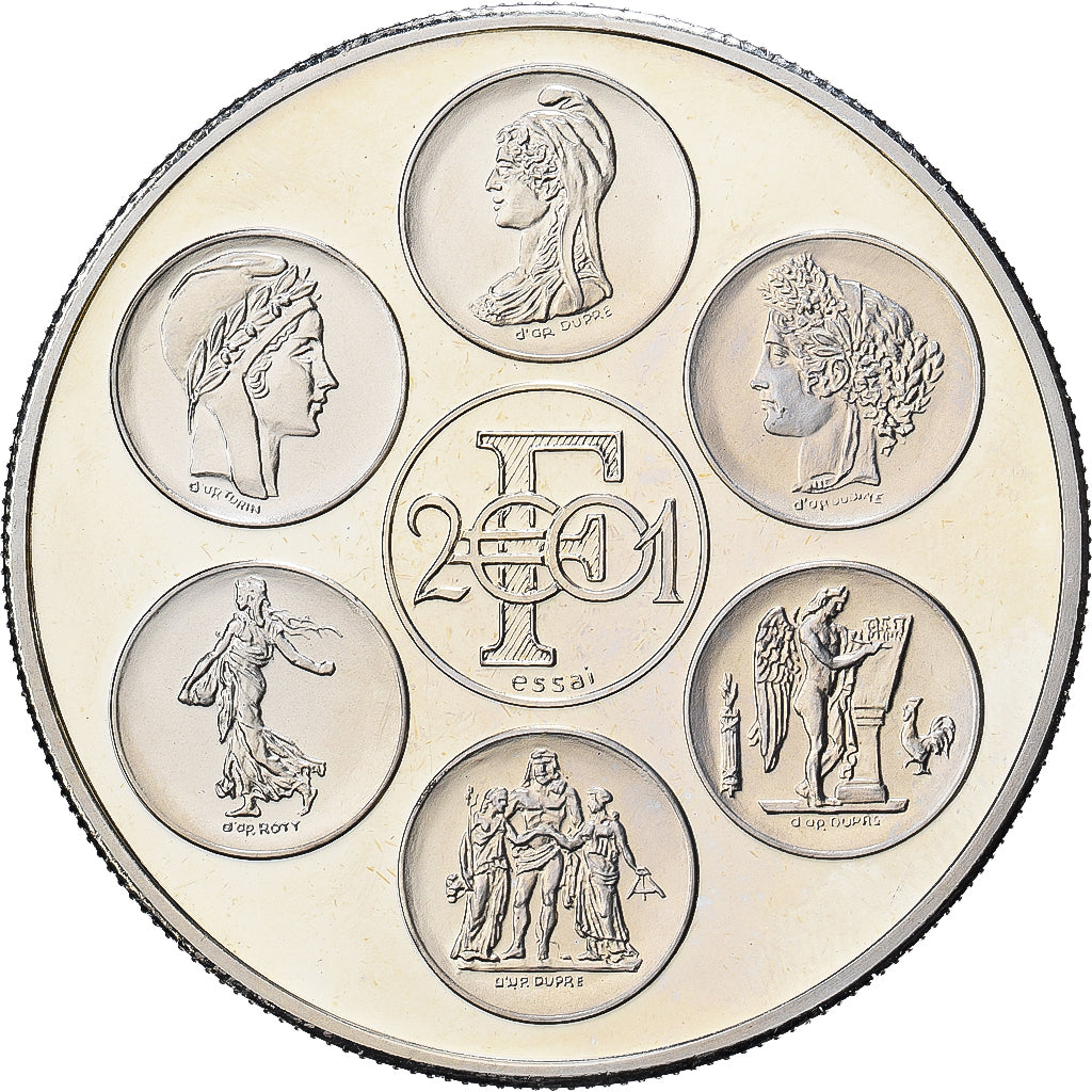 France, Medal, Coq, Fin du Cours Légal du Franc, 2001, Nickel, MS(63)