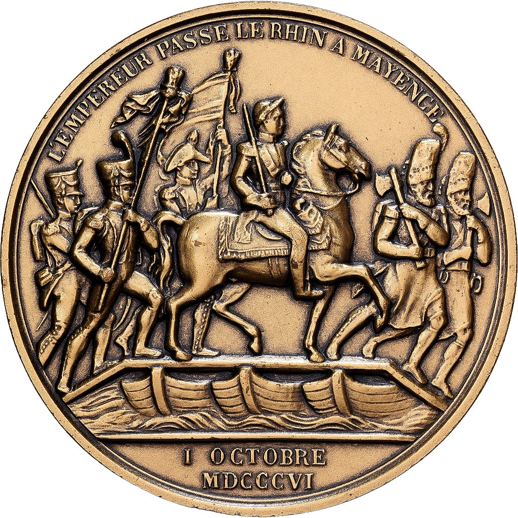 France, Medal, Napoléon Ier, l'Empereur passe le Rhin à Mayence, Bronze