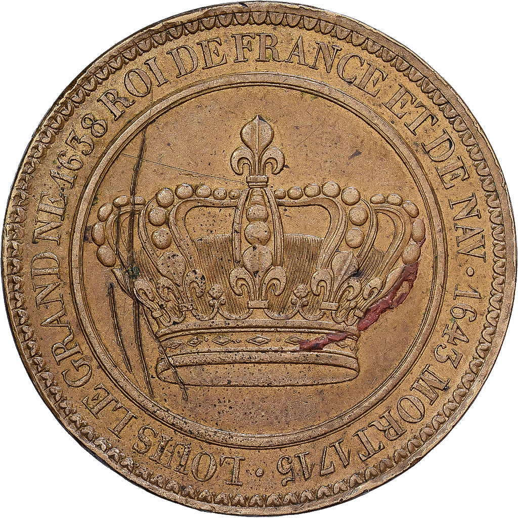 France, Token, Louis XIV Le Grand, Copper, Caqué, Restrike, AU(50-53)