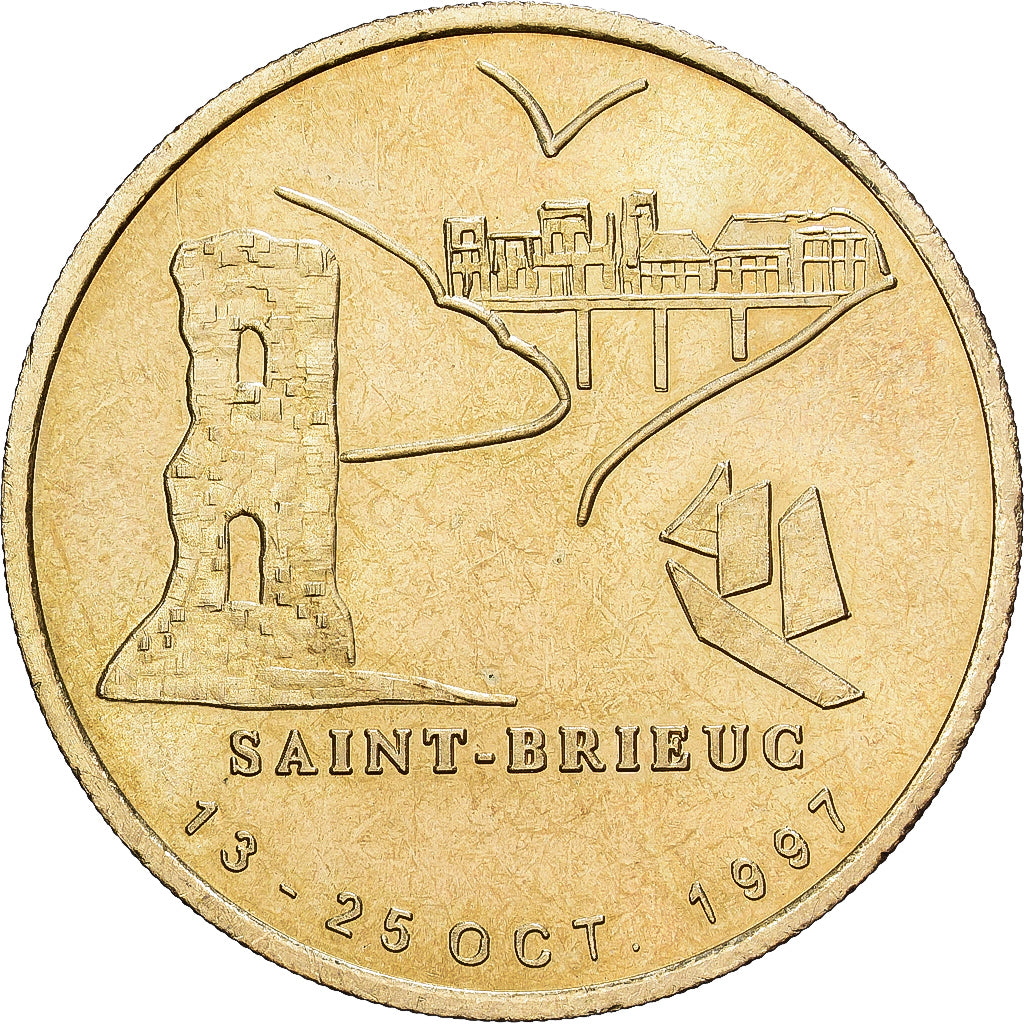 Francja, Token, Euro des Villes, 1 Euro Saint-Brieuc, 1997, Miedzionikiel