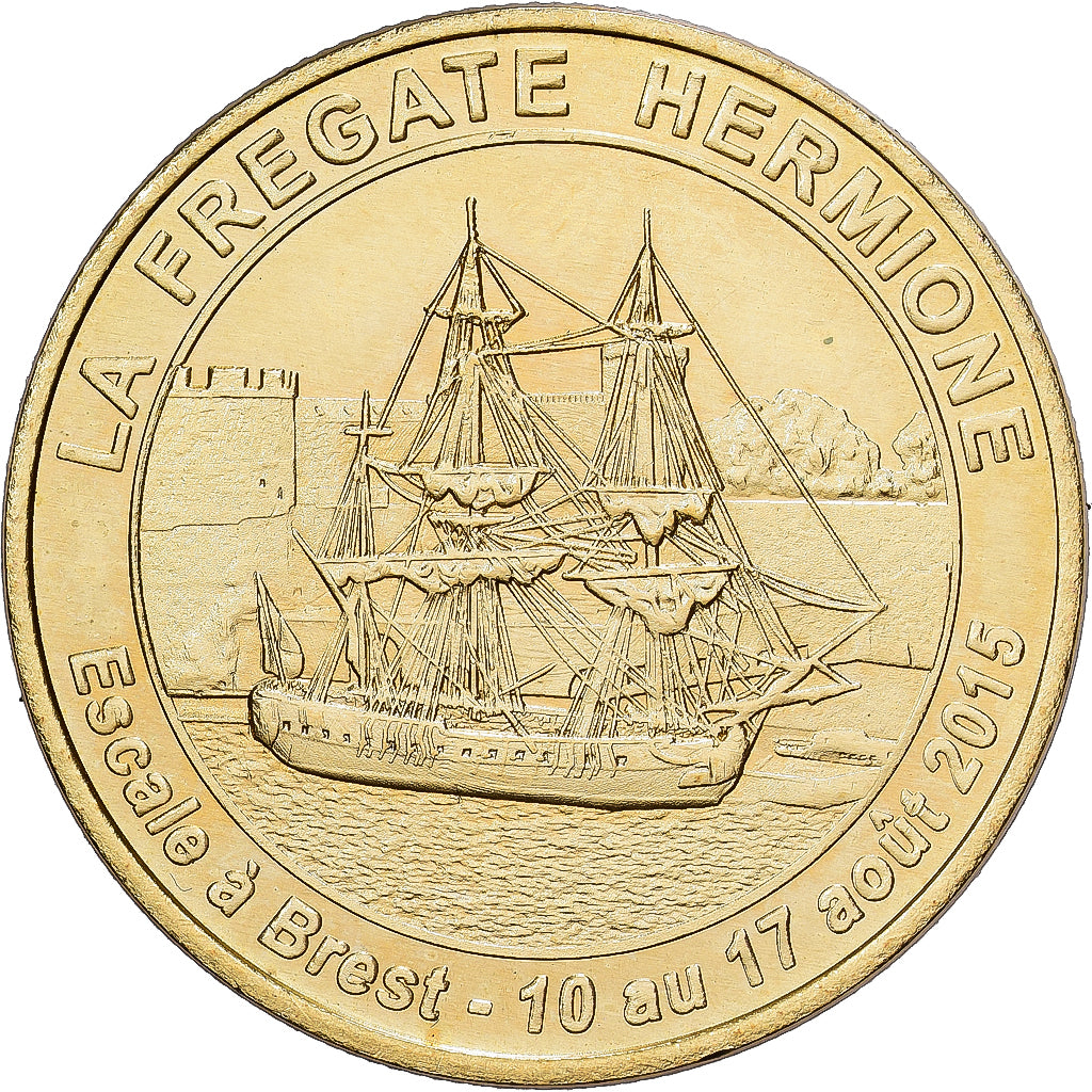 França, Token, La Frégate Hermione, Brest, 2015, Cuproníquel Alumínio