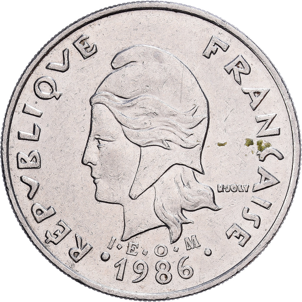 Nueva Caledonia, 20 Francs, 1986, Paris, Níquel, MBC, KM:12
