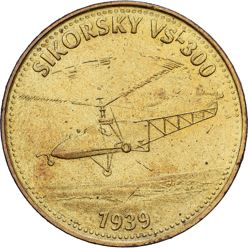 France, Token, Collection Shell, Sikorsky VS-300, Bronze-Aluminium, AU(50-53)