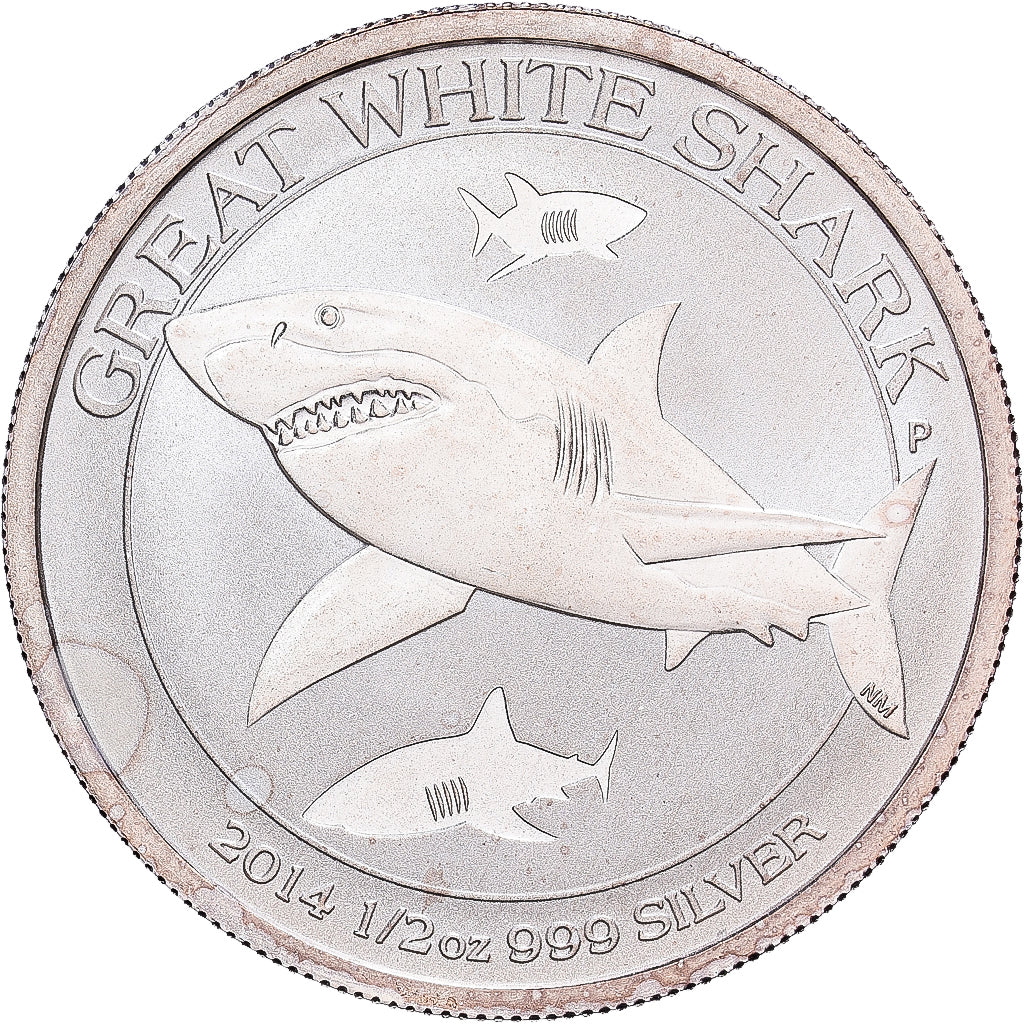Australia, 50 Cents, Great White Shark, 2014, 1/2 Oz, Argento, SPL