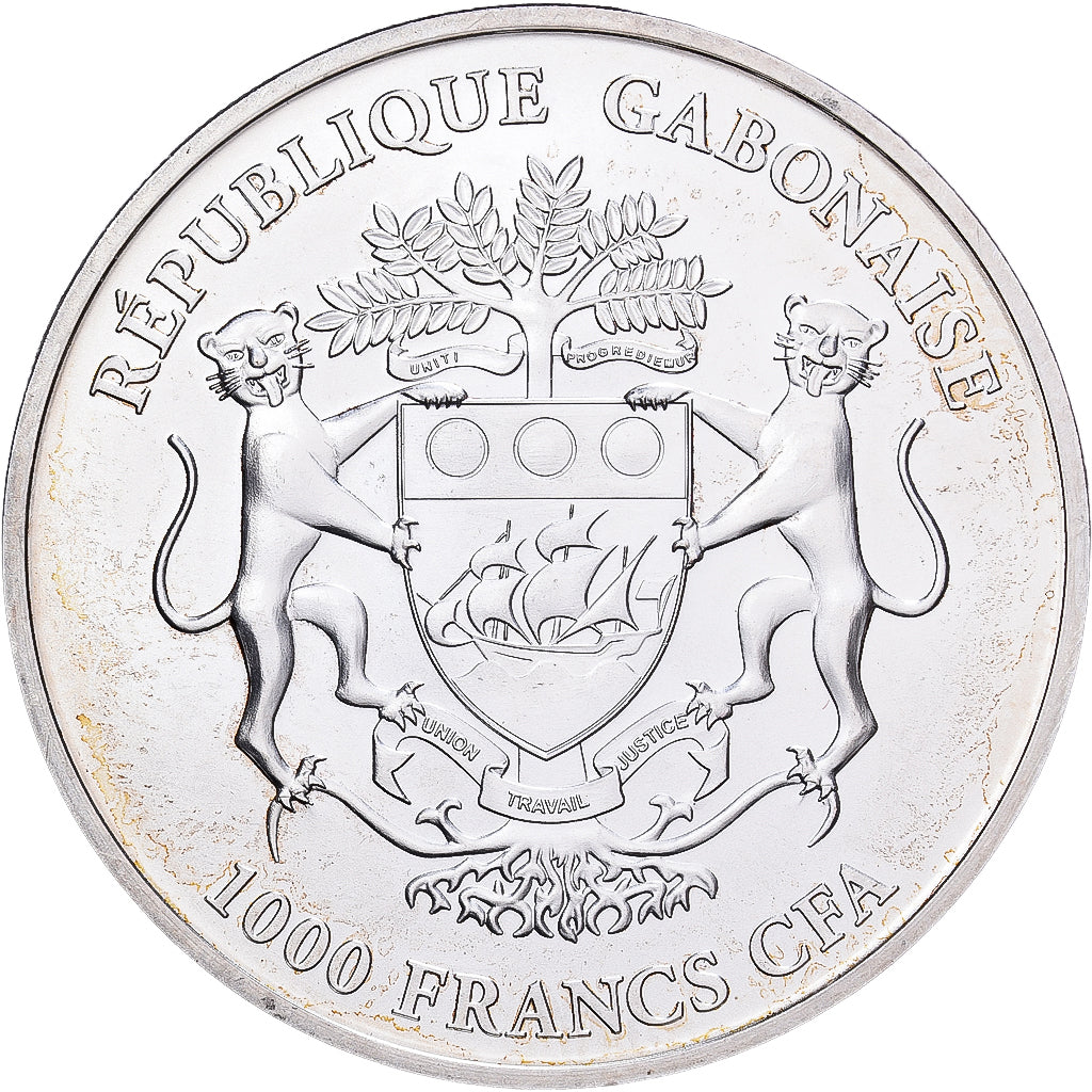 Gabón, 1000 Francs, African Springbox, 2018, 1 Oz, Plata, FDC