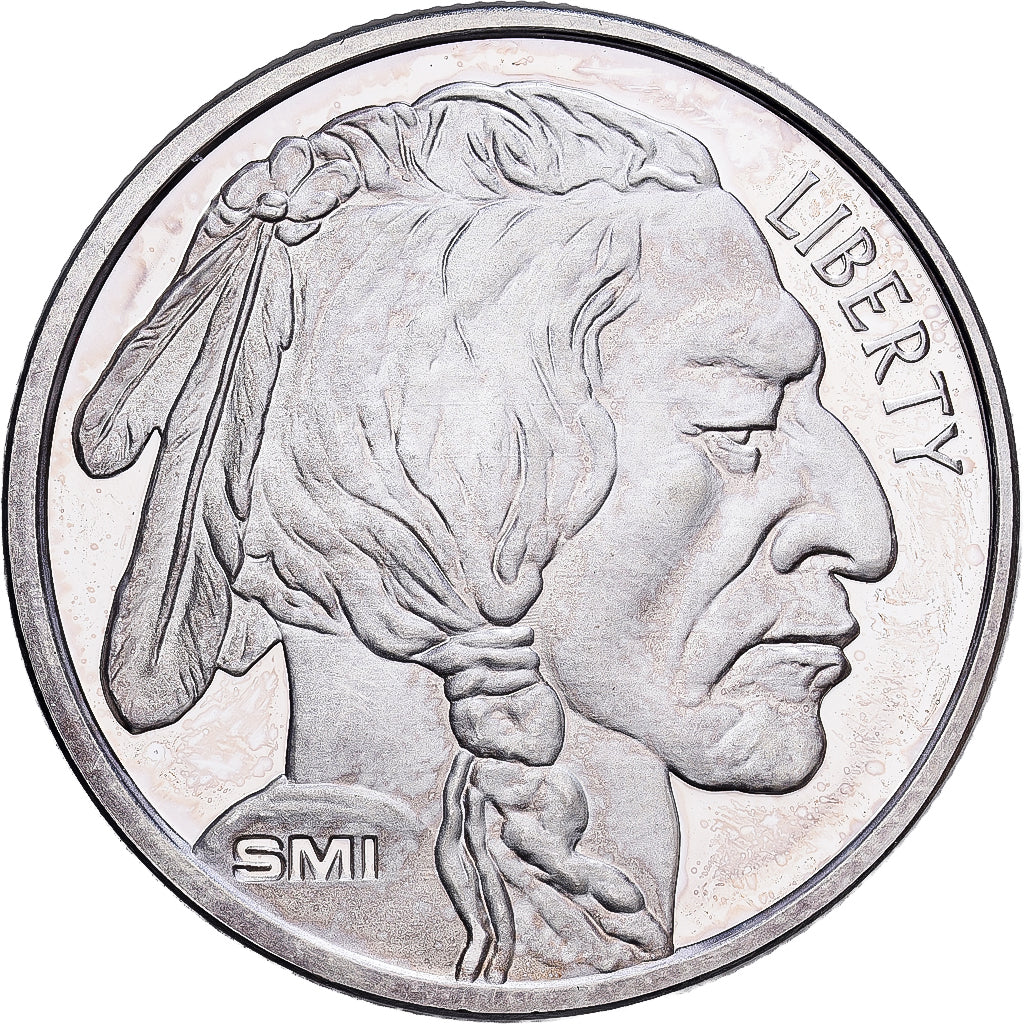États-Unis, 1 Once, Tête d'Indien, Bison, U.S. Mint, Argent, SUP