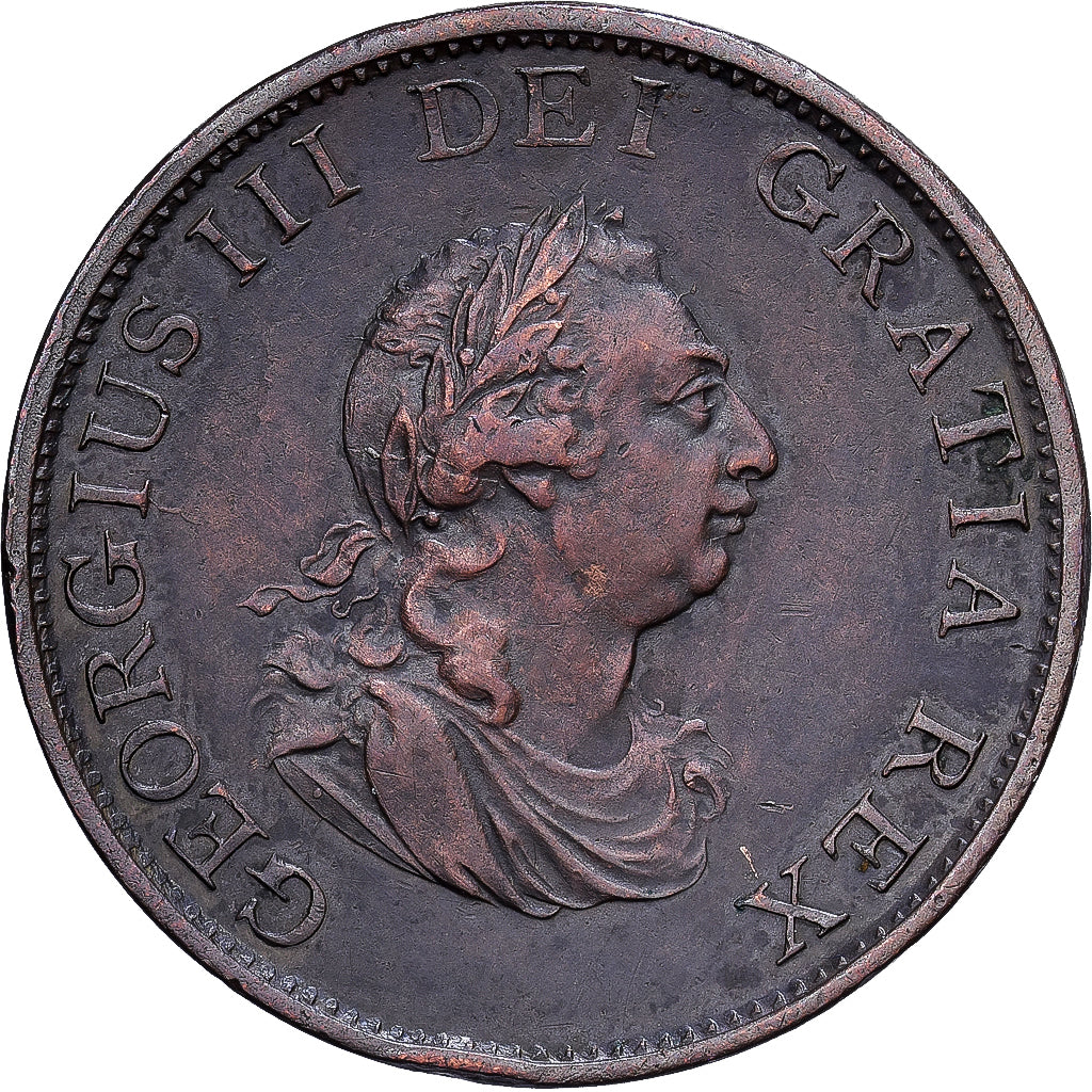Moneta, Gran Bretagna, George III, 1/2 Penny, 1799, BB, Rame, KM:647