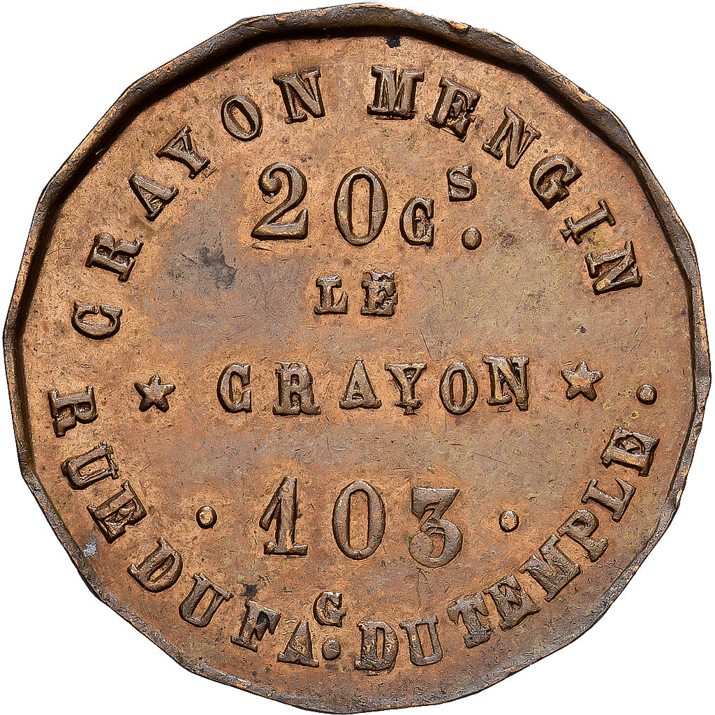 Frankreich, betaalpenning, Crayons Mengin, Faubourg du Temple, Kupfer, SS+