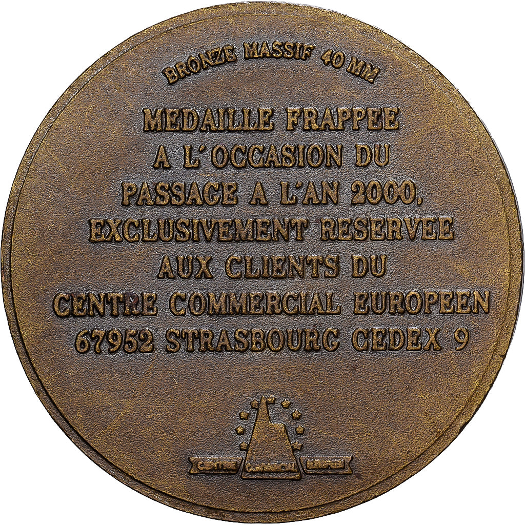 France, Token, Strasbourg, Passage à l'An 2000, 2000, Bronze, AU(55-58)