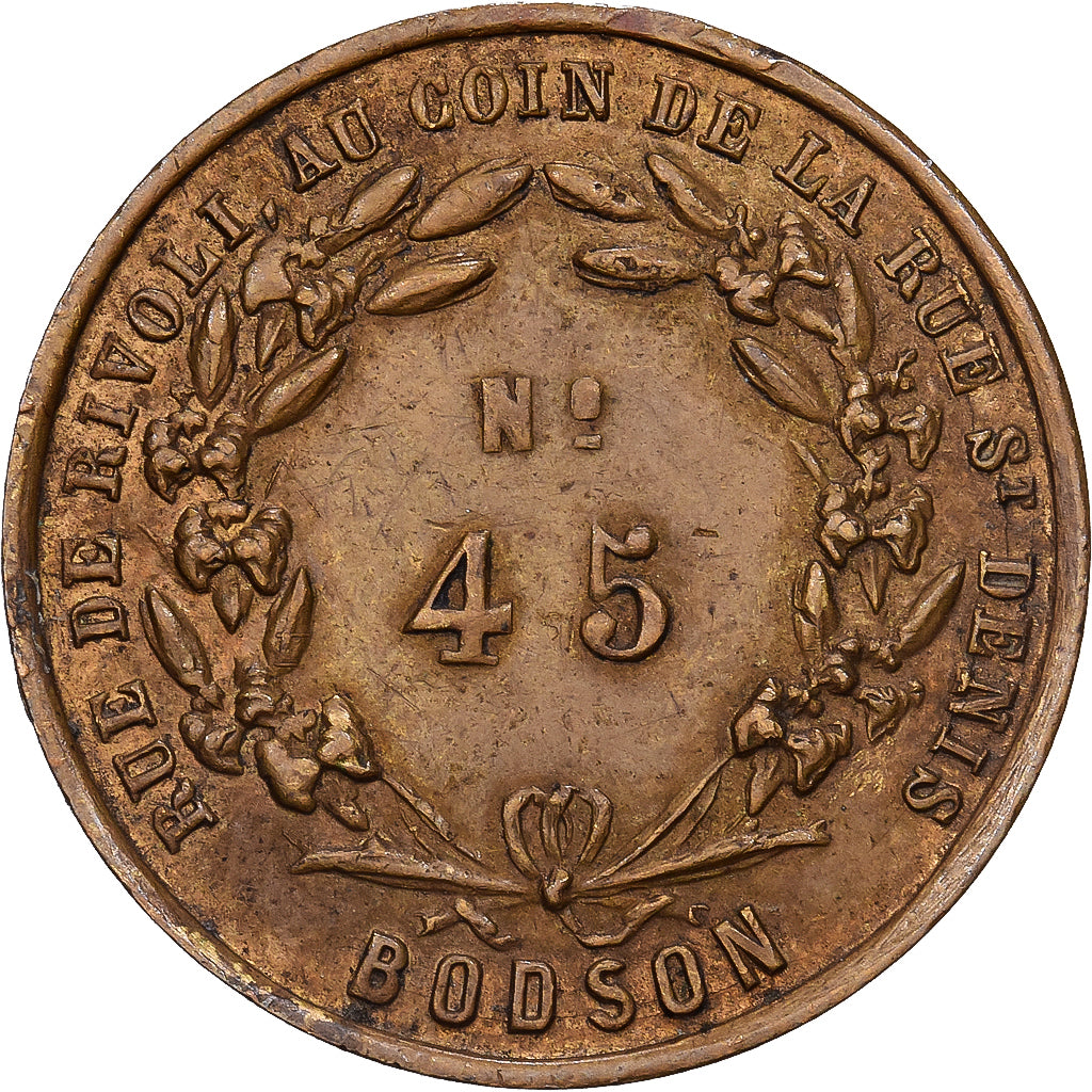 France, Token, A la Redingote Grise, Manufacture d'Habillement, Paris, Brass