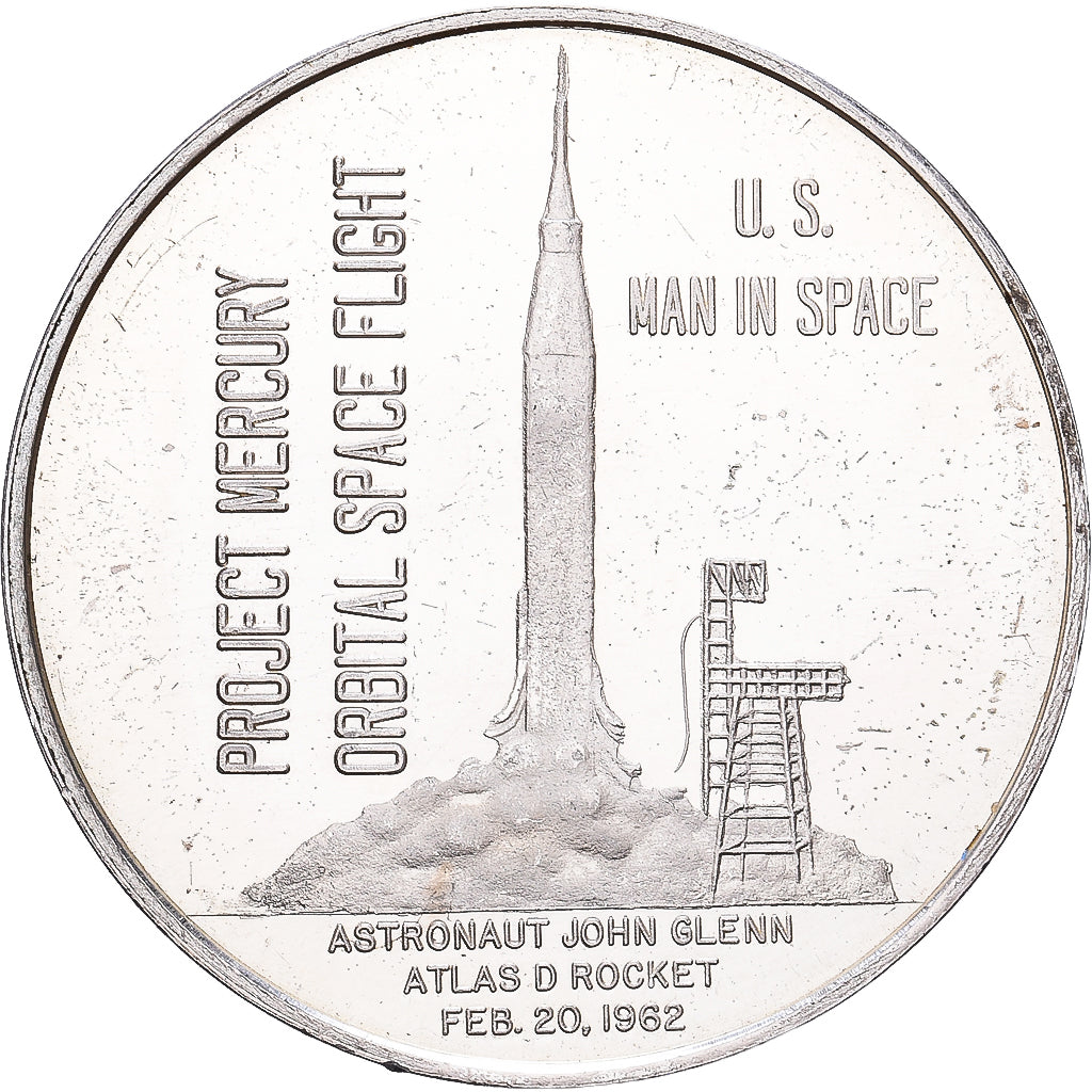 United States, Token, Project Mercury, 1962, Silver, AU(55-58)