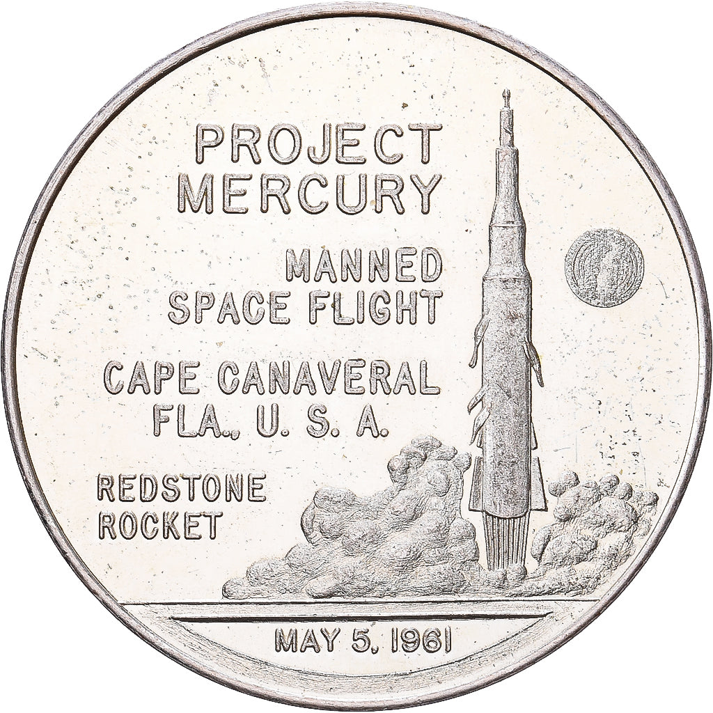 United States, Token, Project Mercury, 1961, Silver, AU(55-58)