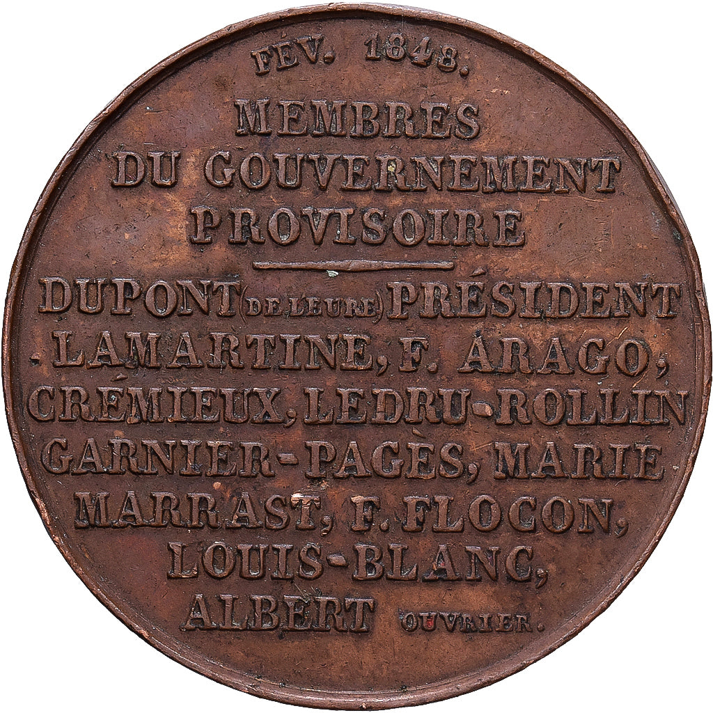 Francia, medaglia, Gouvernement Provisoire, 1848, Rame, Borrel, BB+