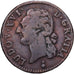 France, Louis XVI, 1/2 Sol à l'Ecu, Uncertain mint, Copper, VF(20-25)