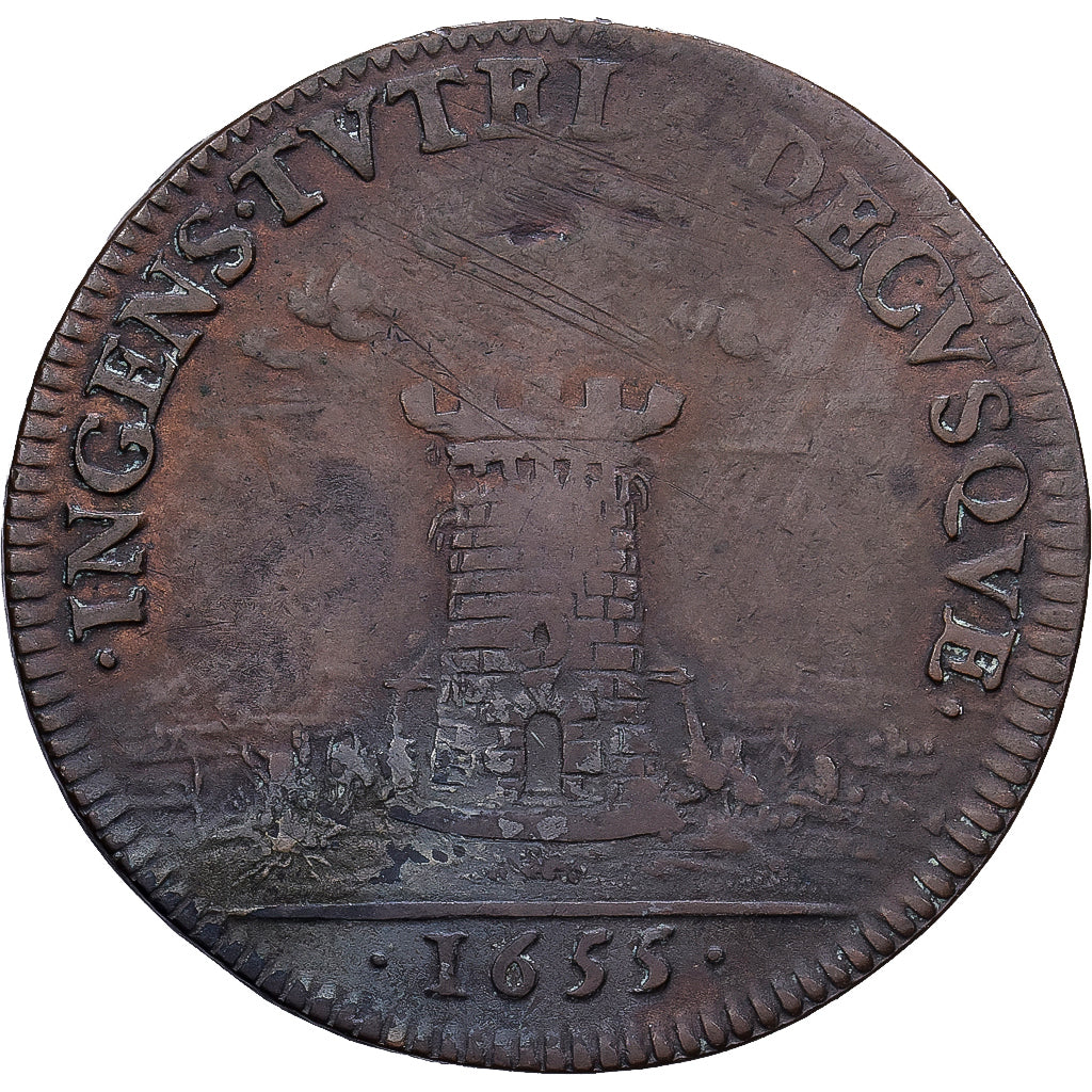 France, Jeton, Anne d'Autriche, Le Veuvage, 1655, Cuivre, TB+, Feuardent:12398