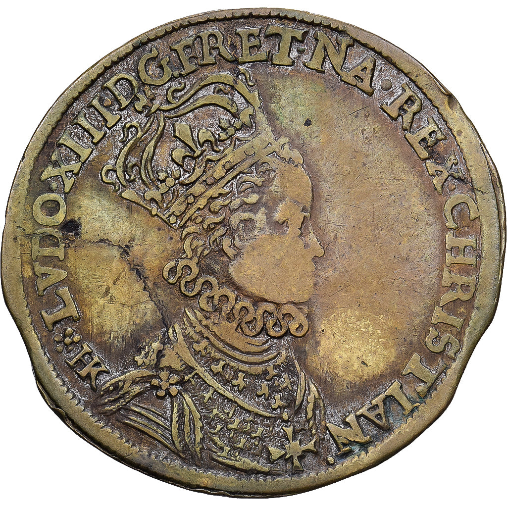 France, Token, Louis XIII, Sacre à Reims, 1610, Brass, VF(30-35)