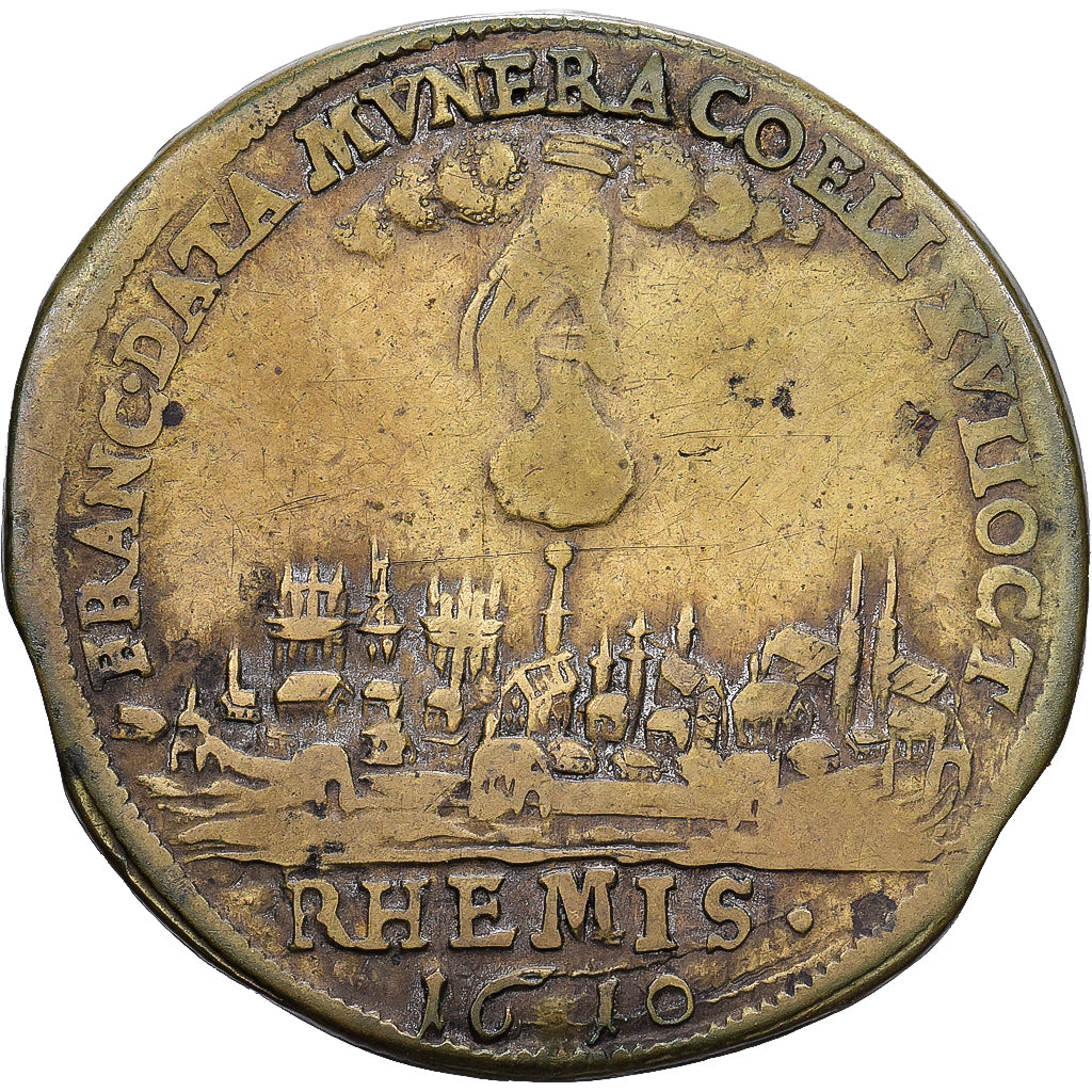 France, Token, Louis XIII, Sacre à Reims, 1610, Brass, VF(30-35)