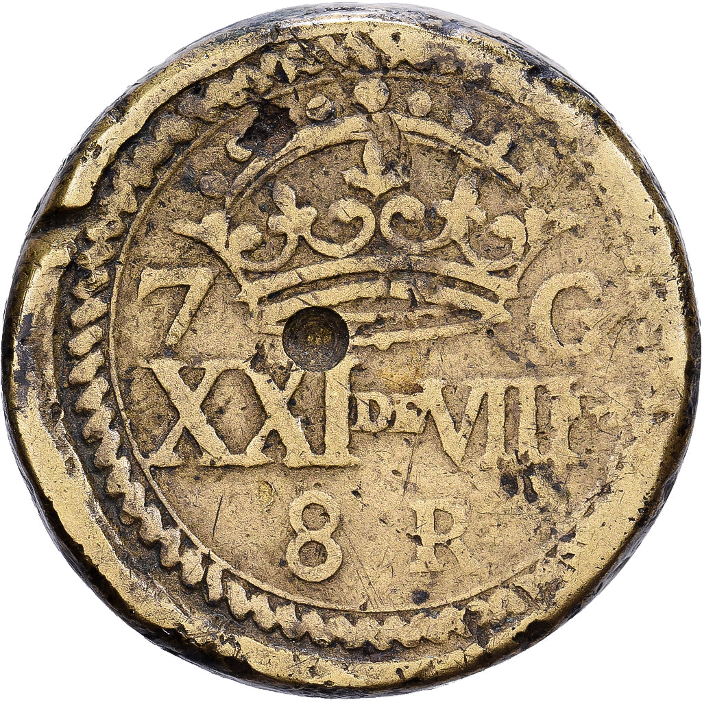 Spain, Poids monétaire, 8 Réaux, 17th-18th centuries, Brass, VF(30-35)