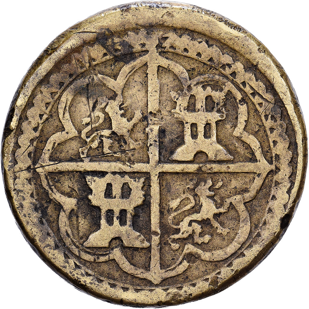 Spain, Poids monétaire, 8 Réaux, 17th-18th centuries, Brass, VF(30-35)