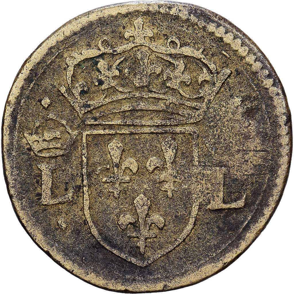 France, Louis XIII, 1/2 Teston, Poids Monétaire, Laiton, TB