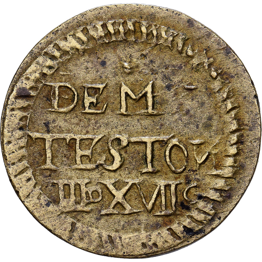 France, Henri II-III, Poids Monétaire, 1/2 Teston, Laiton, TTB