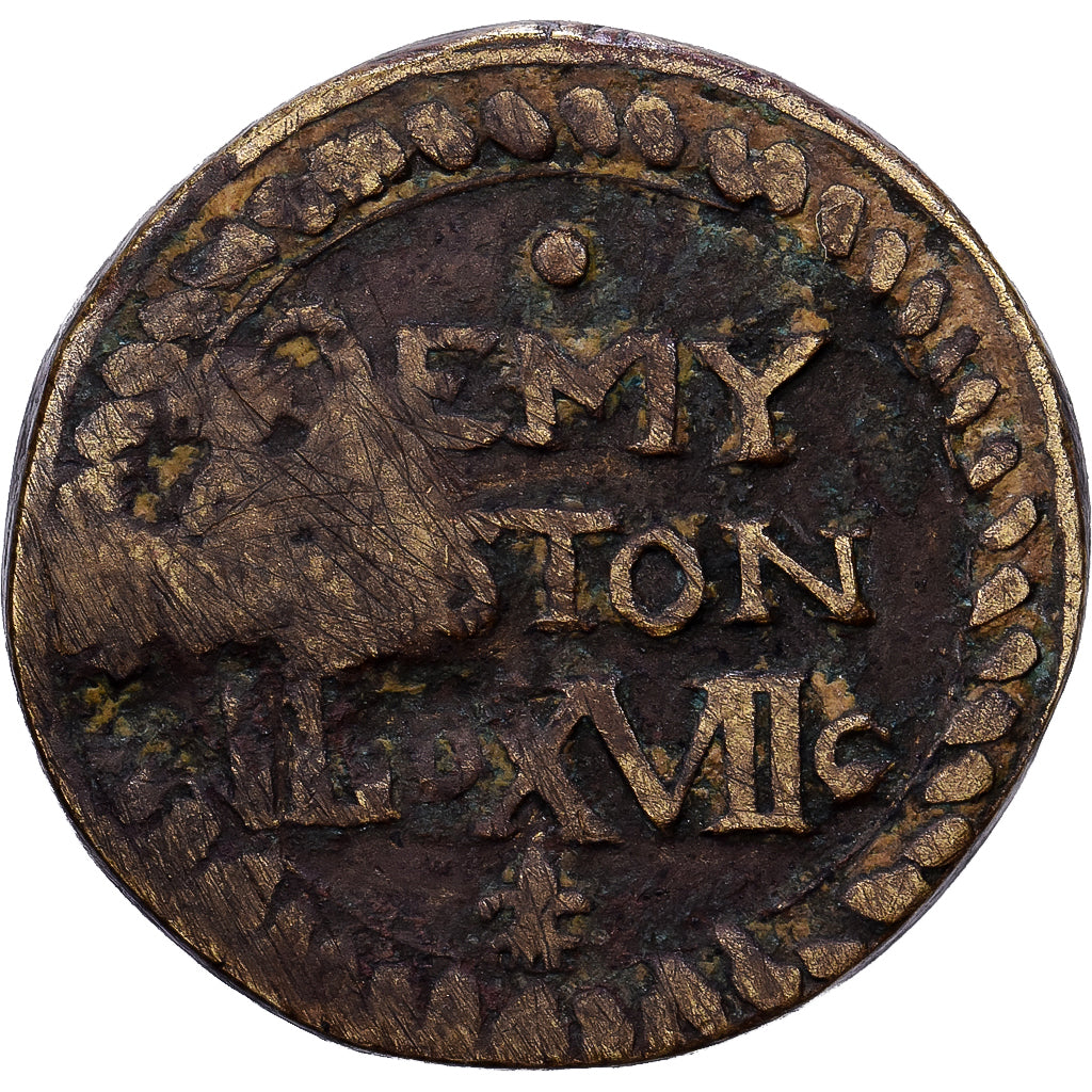 France, Henri II-III, Poids Monétaire, 1/2 Teston, Brass, VF(20-25)