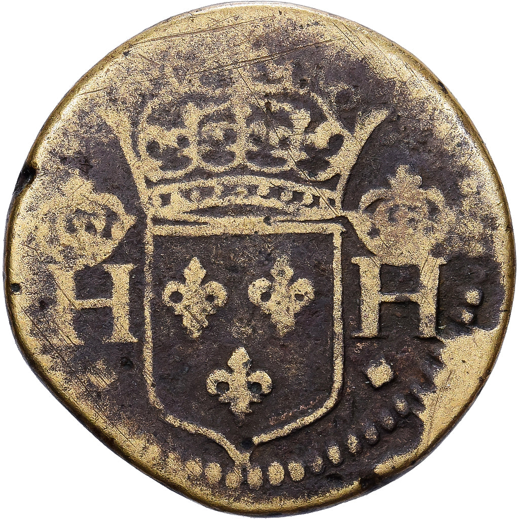 France, Henri II-III, Poids Monétaire, 1/2 Teston, Brass, VF(20-25)