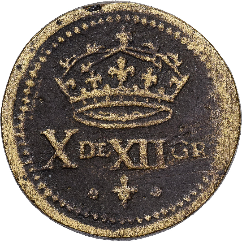 France, Poids Monétaire pour le Double Louis, Louis XIII, Laiton, TB+
