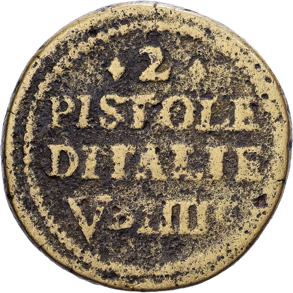 Italy, Coin weight, 2 Pistoles d'Italie, V Deniers IIII Grains, n.d., Brass