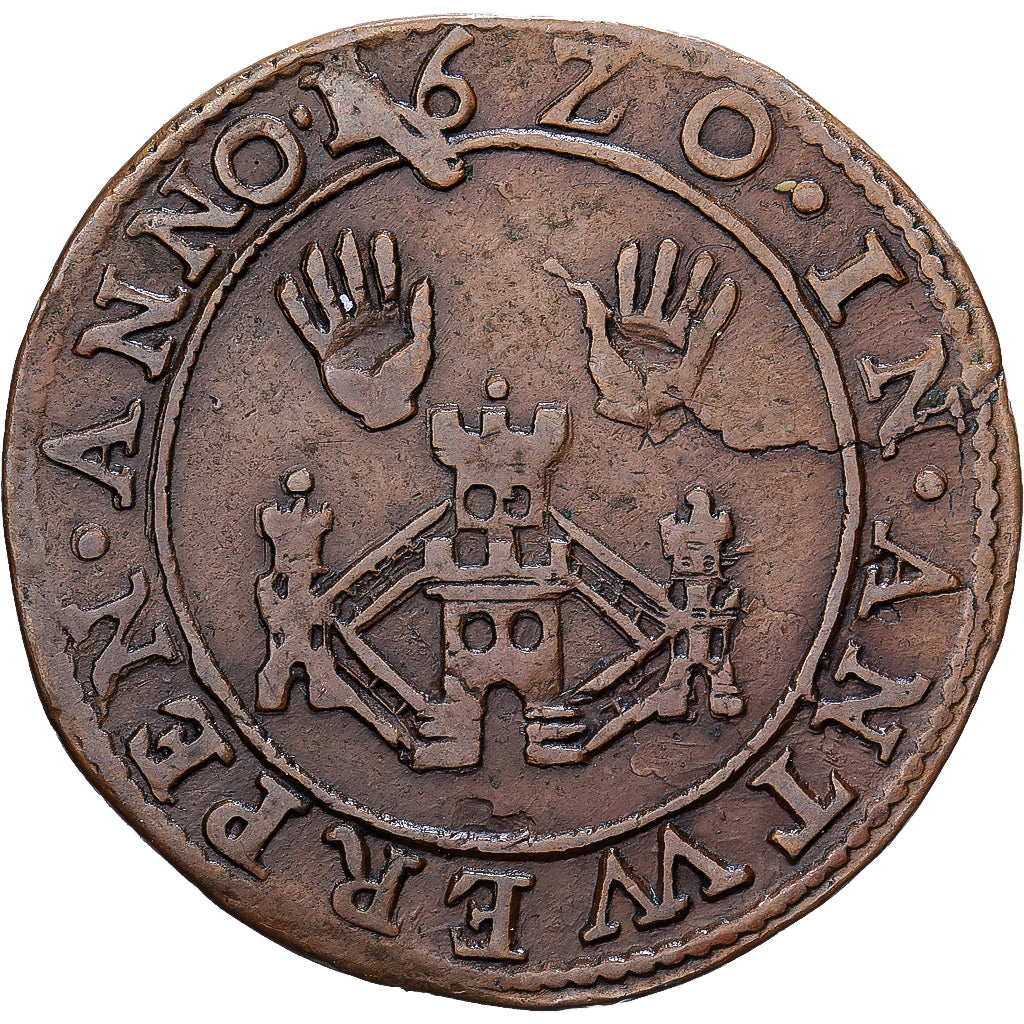 Spanish Netherlands, Anvers, Token, 1620, Tourbe, EF(40-45), Copper