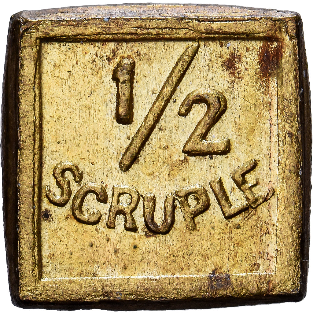 United Kingdom, Poids Monétaire, Apothicaire, 1/2 Scruple, Brass, AU(50-53)
