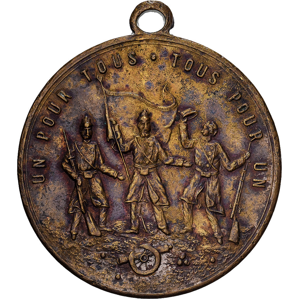 Suisse, Médaille, Fête Fédérale des Sous-Officiers, Lausanne, 1889, Laiton