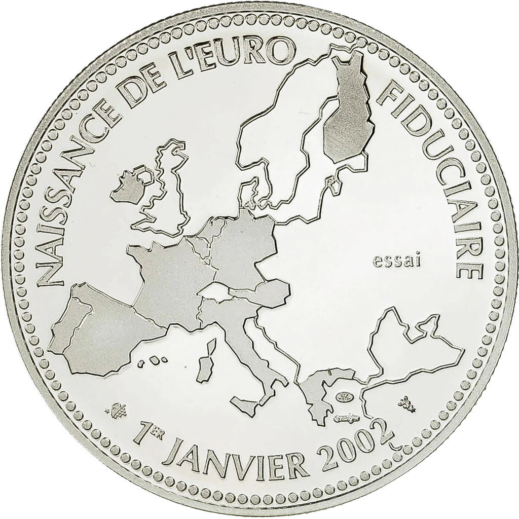 Francia, medalla, L'Europe, Naissance de l'Euro Fiduciaire, 2002, Cobre -