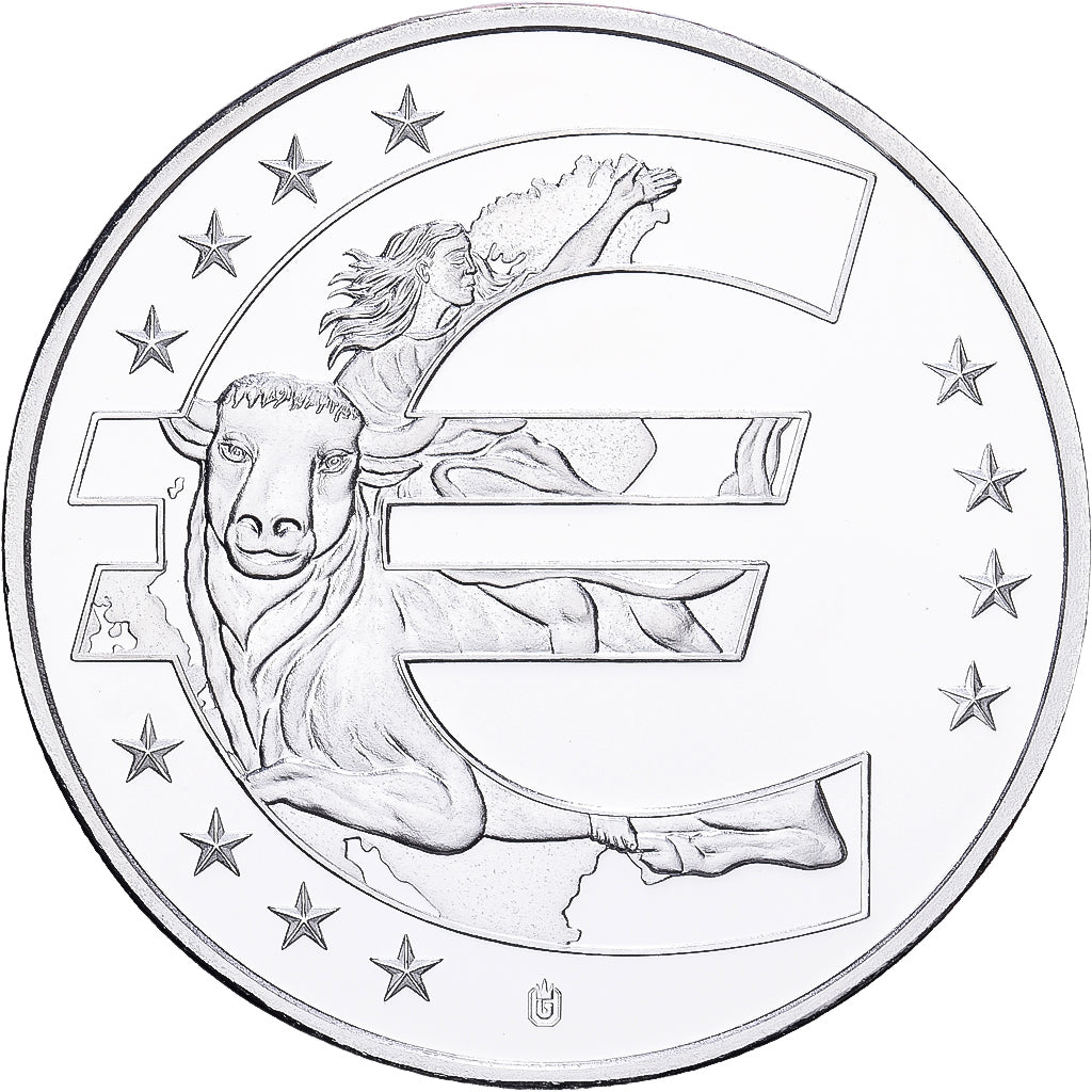 France, Medal, 10 ans de l'Euro, Copper Plated Silver, MS(65-70)