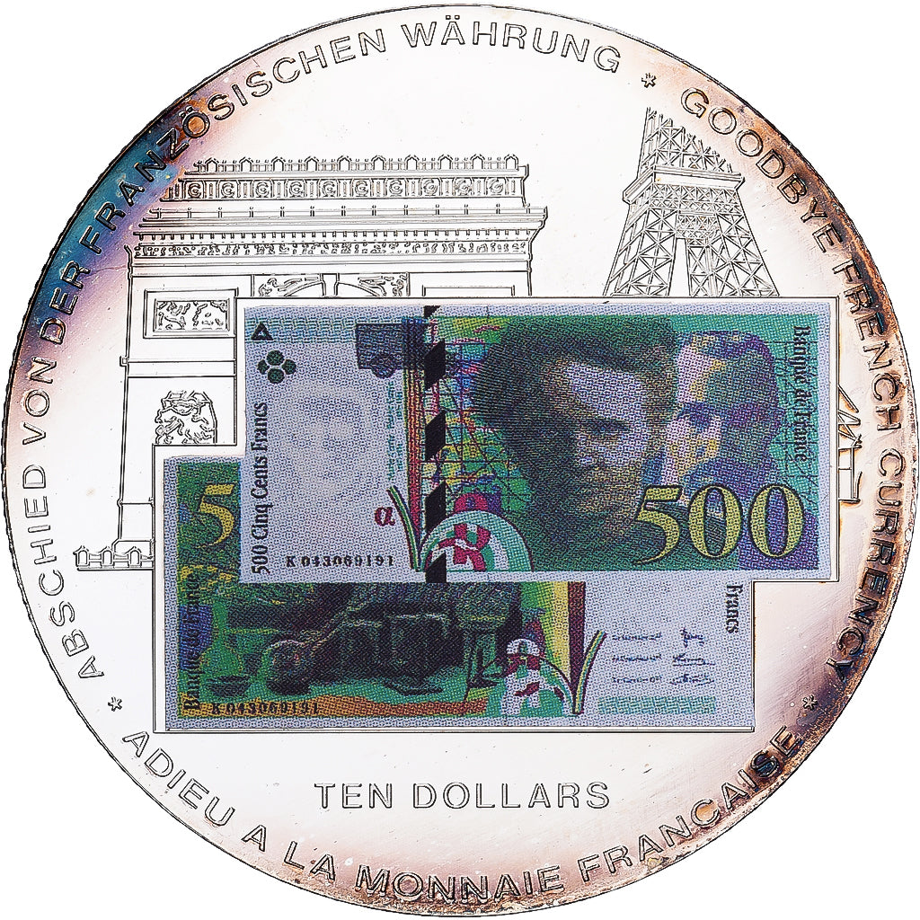 Liberia, Medal, Adieu à la Monnaie Française, Ten Dollars, 2002, Copper Plated