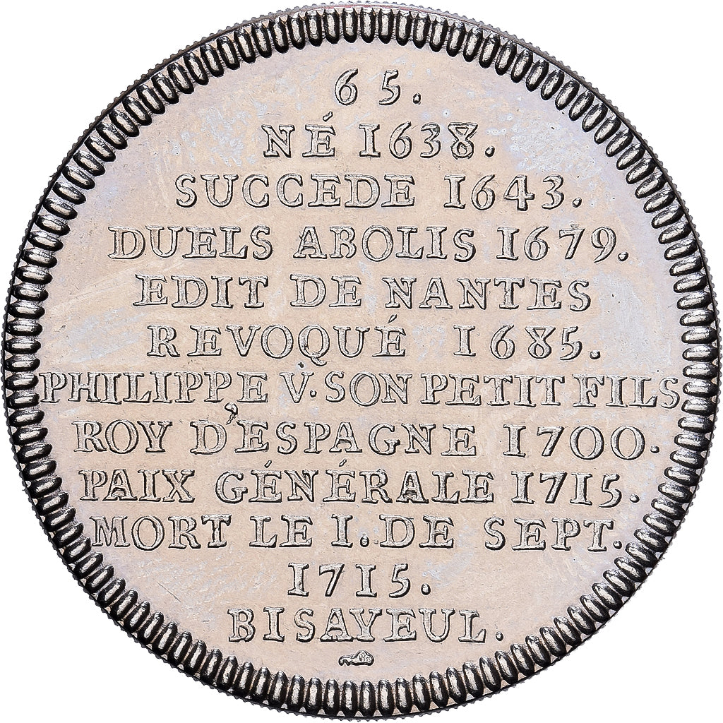 France, Medal, Les rois de France, Louis XIV, Nickel, AU(55-58)