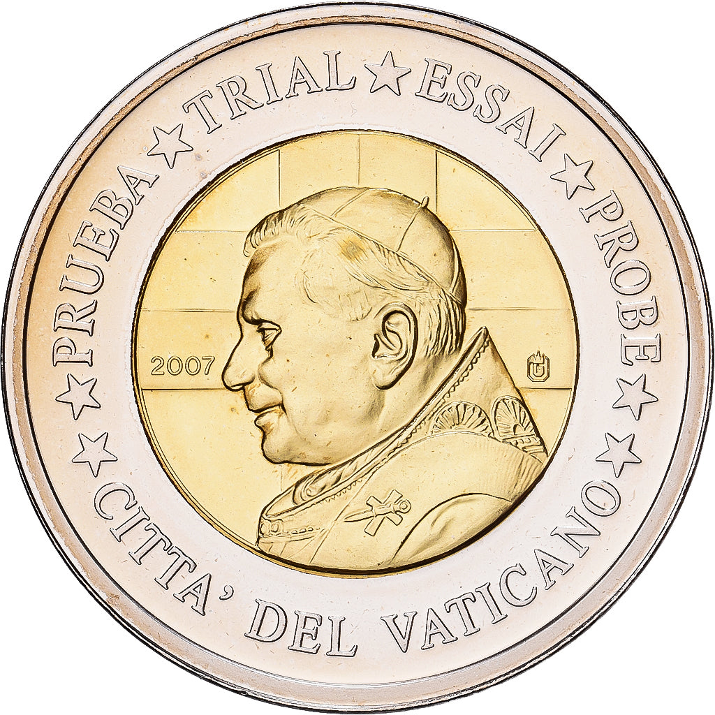 CITTÀ DEL VATICANO, medaglia, 2 E, Essai-Trial Benoit XVI, 2007, Bi-metallico