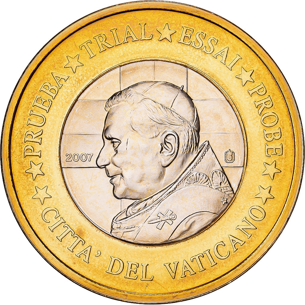 Vatican, Medal, 1 E, Essai-Trial Benoit XVI, 2007, Bi-Metallic, MS(63)