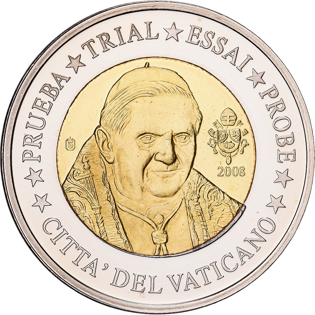 Vatican, Medal, 2 E, Essai-Trial Benoit XVI, 2008, Bi-Metallic, MS(65-70)
