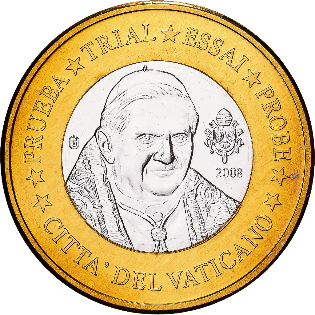 Vatican, Medal, 1 E, Essai-Trial Benoit XVI, 2008, Bi-Metallic, MS(65-70)